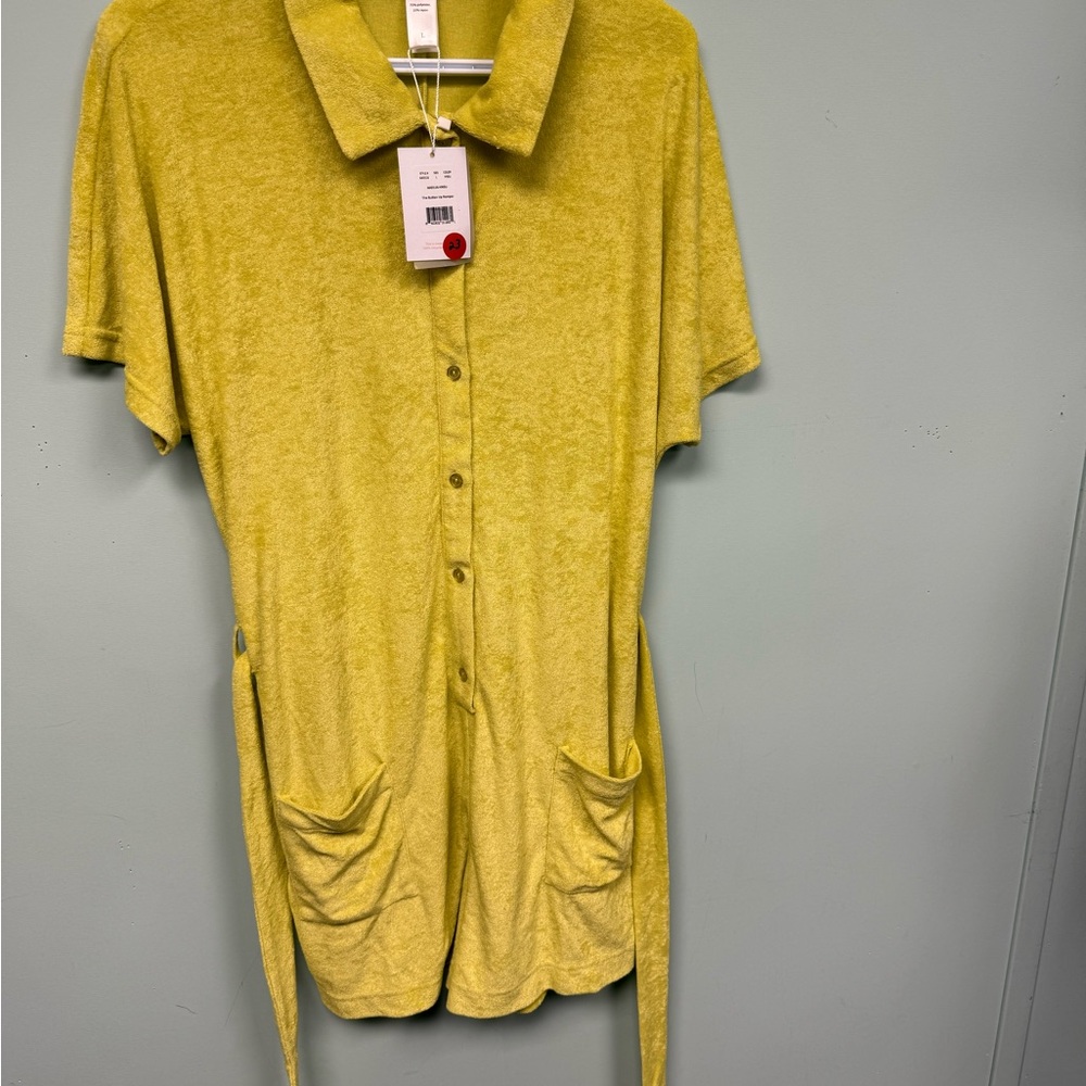 Andie Chartreuse Button-Up Romper